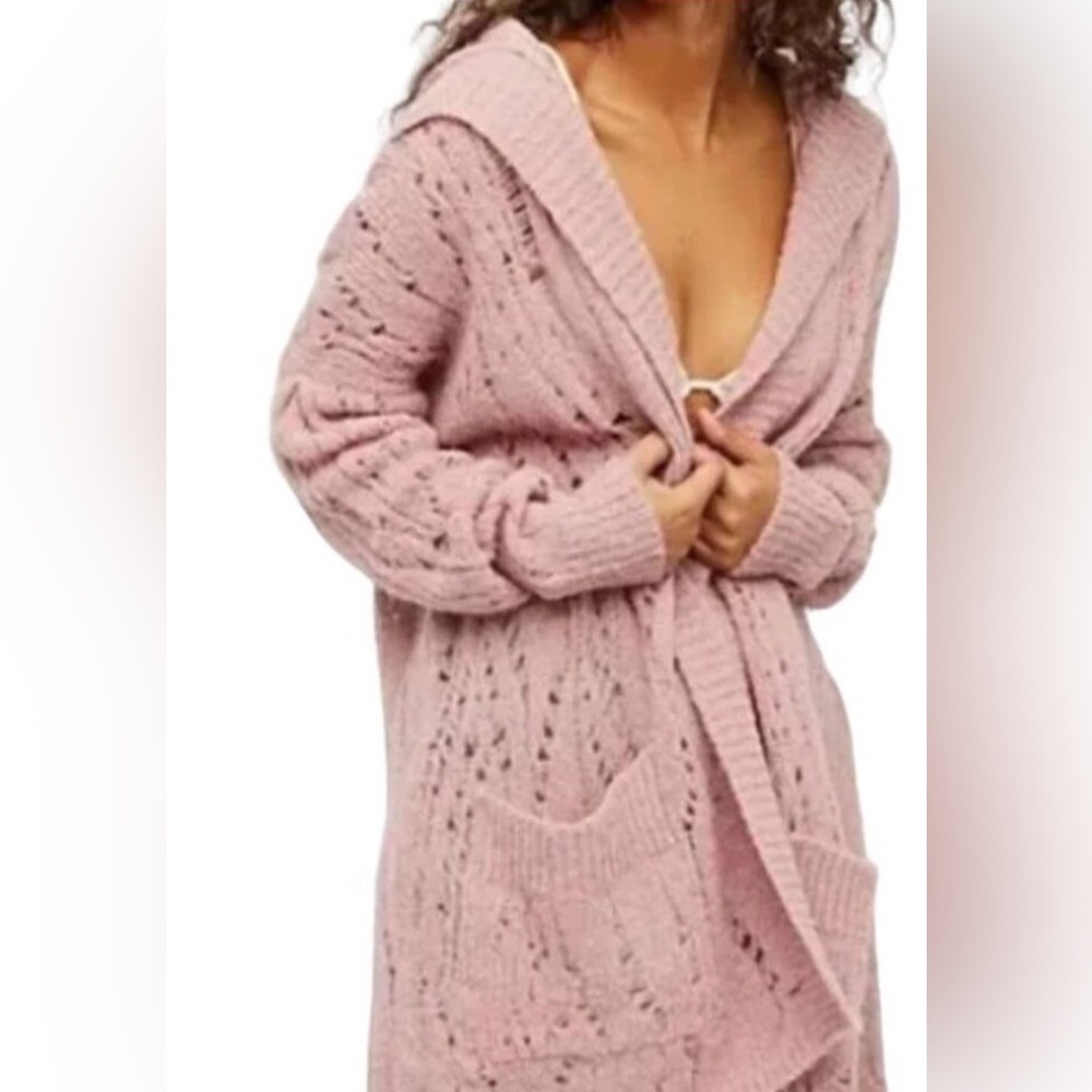 Free People Pink Knit Cardigan